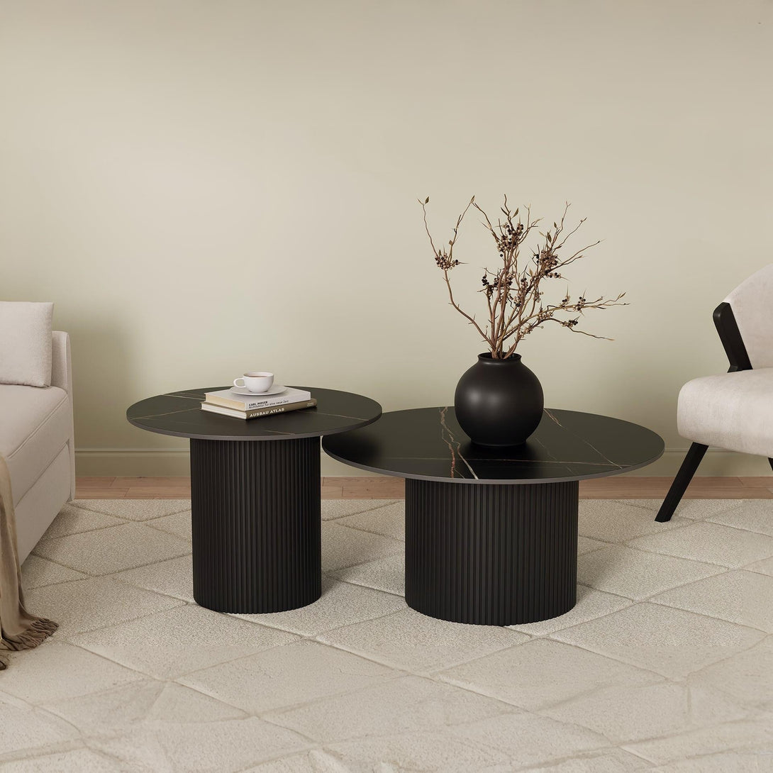 Dylan Ceramic Top Coffee Table 80cm - Black