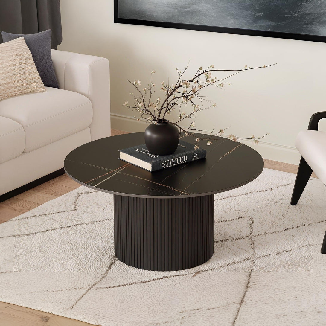 Dylan Ceramic Top Coffee Table 80cm - Black
