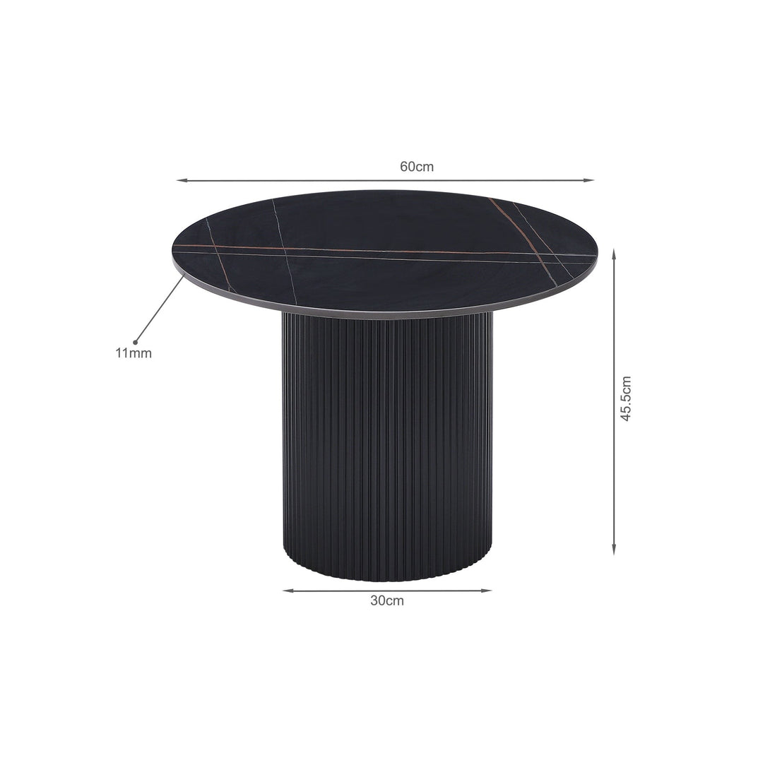 Dylan Ceramic Top Coffee Table 60cm - Black