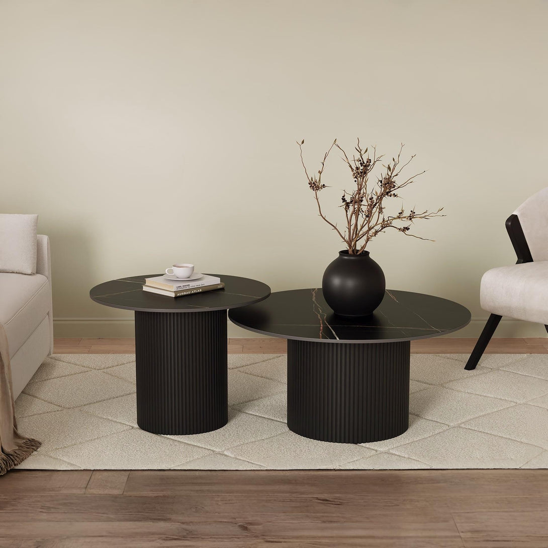 Dylan Ceramic Top Coffee Table 60cm - Black