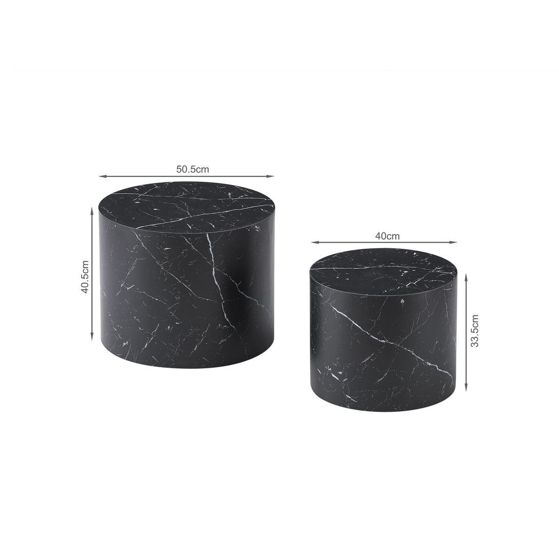 Leslie Round Side Table - Set of 2 - Black