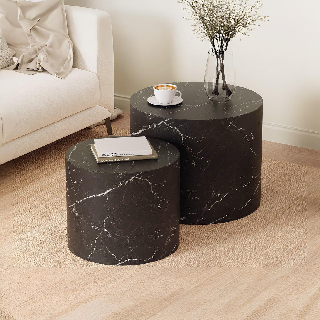 Leslie Round Side Table - Set of 2 - Black