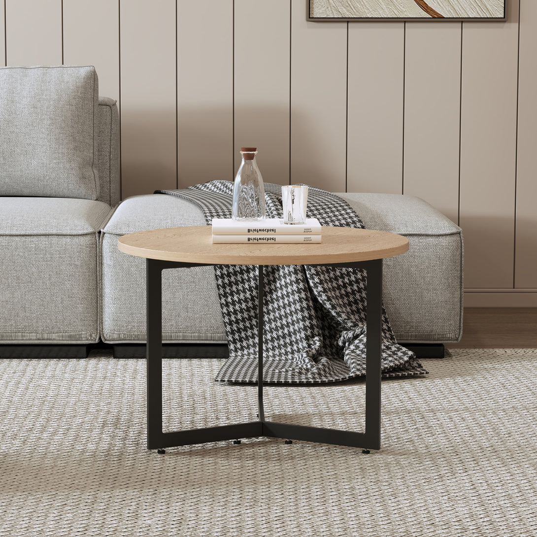 Joseph Coffee Table 60cm - Wood Grain + Black