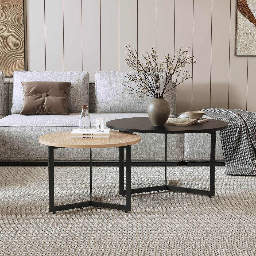 Joseph Coffee Table 60cm - Wood Grain + Black