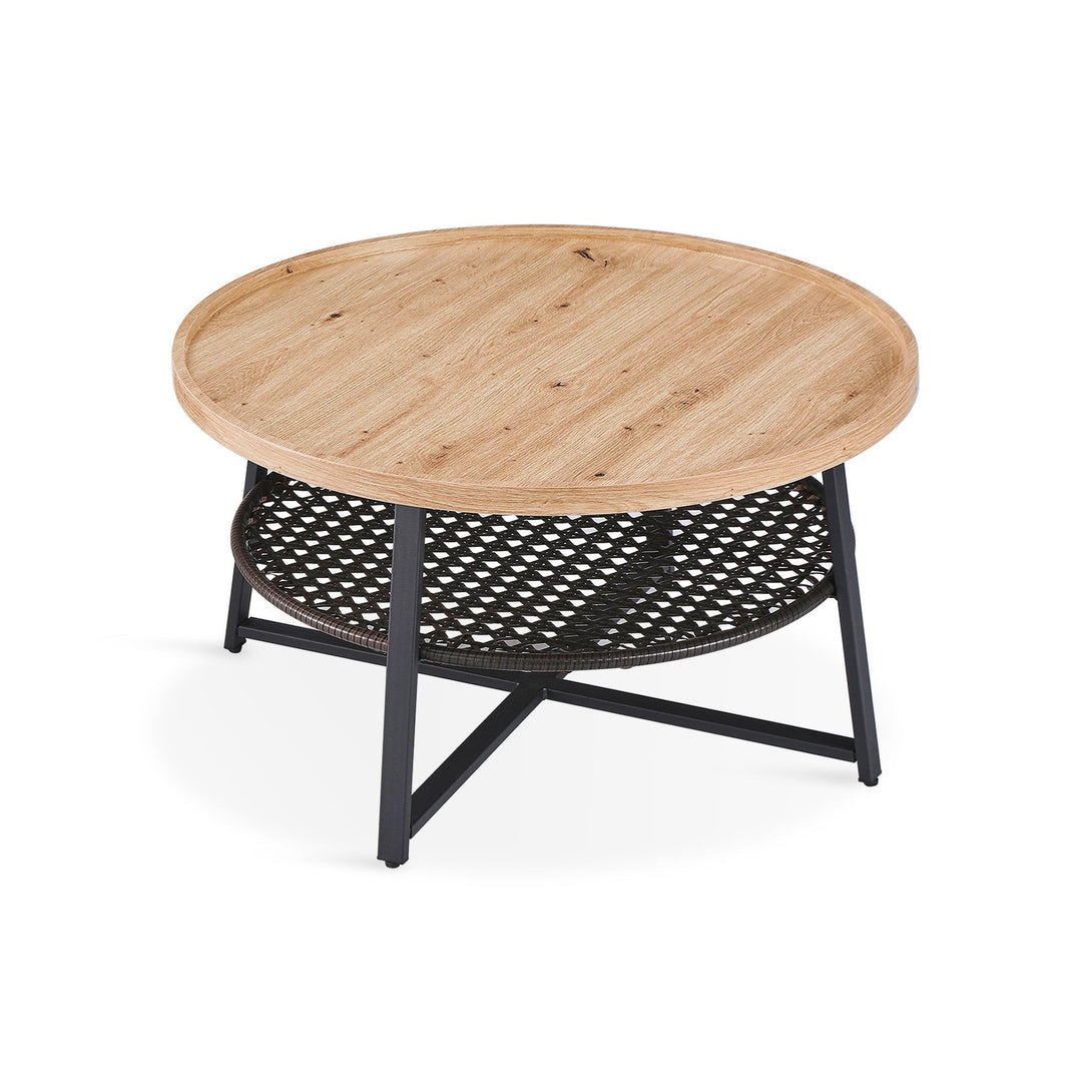 Edgar Coffee Table 80cm - Oak + Black