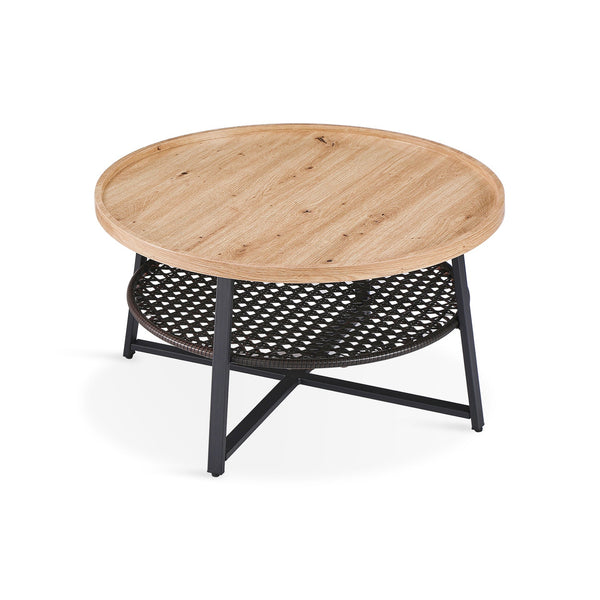 Edgar Coffee Table 80cm - Oak + Black