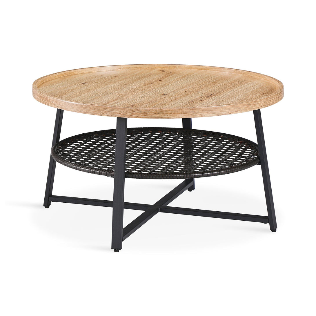Edgar Coffee Table 80cm - Oak + Black