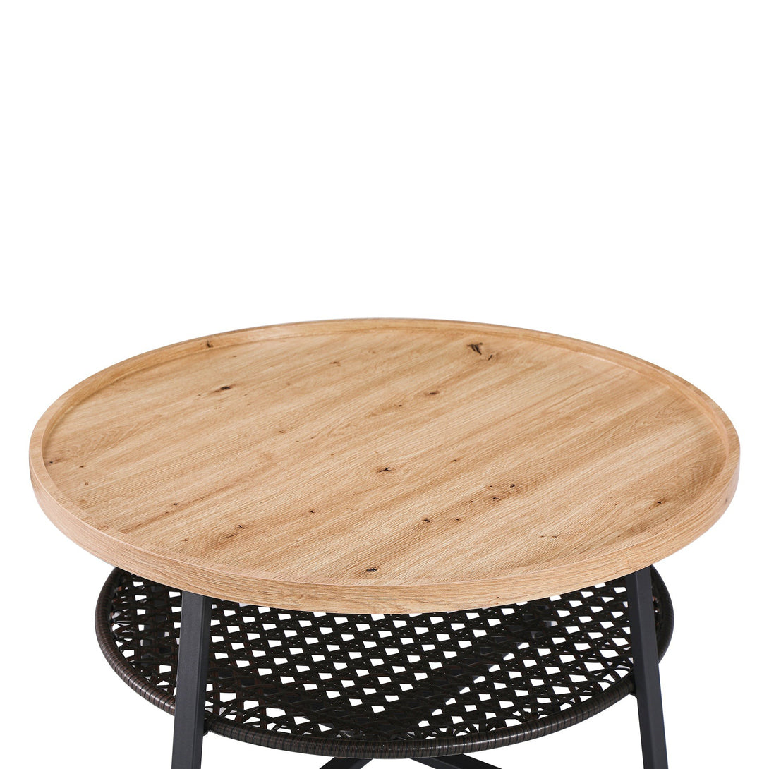 Edgar Coffee Table 80cm - Oak + Black