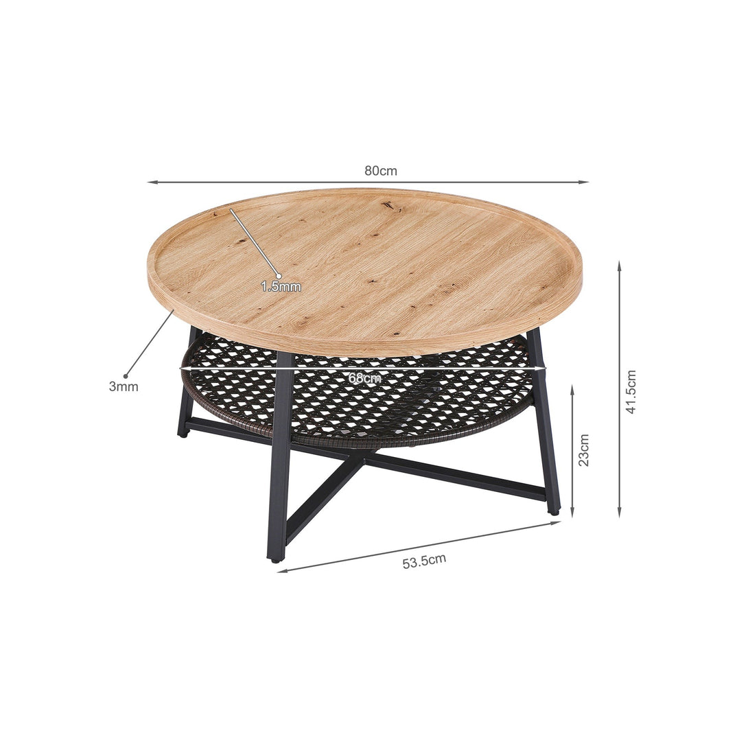 Edgar Coffee Table 80cm - Oak + Black