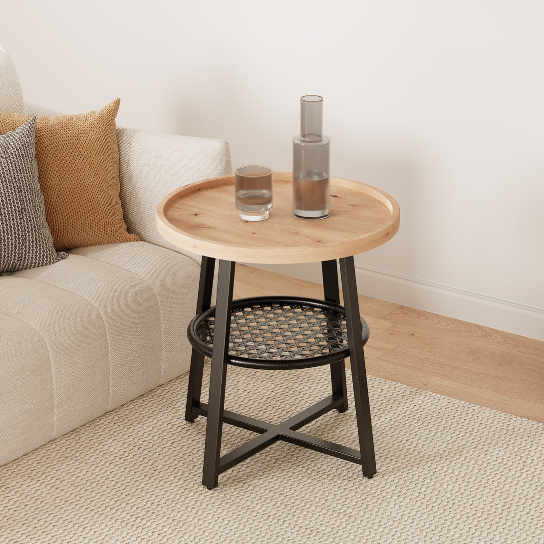 Edgar Coffee Table 50cm - Oak + Black