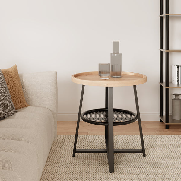 Edgar Coffee Table 50cm - Oak + Black
