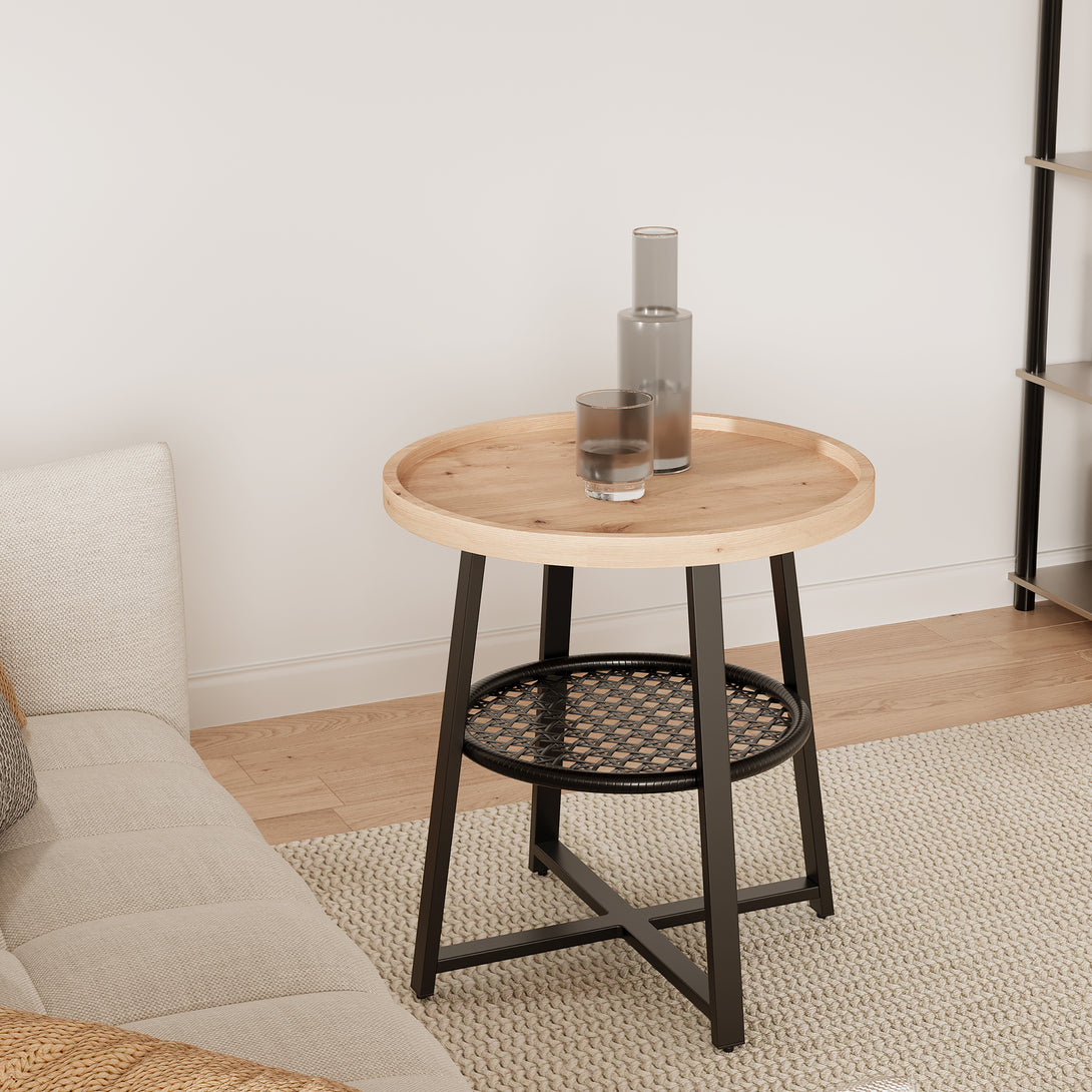 Edgar Coffee Table 50cm - Oak + Black