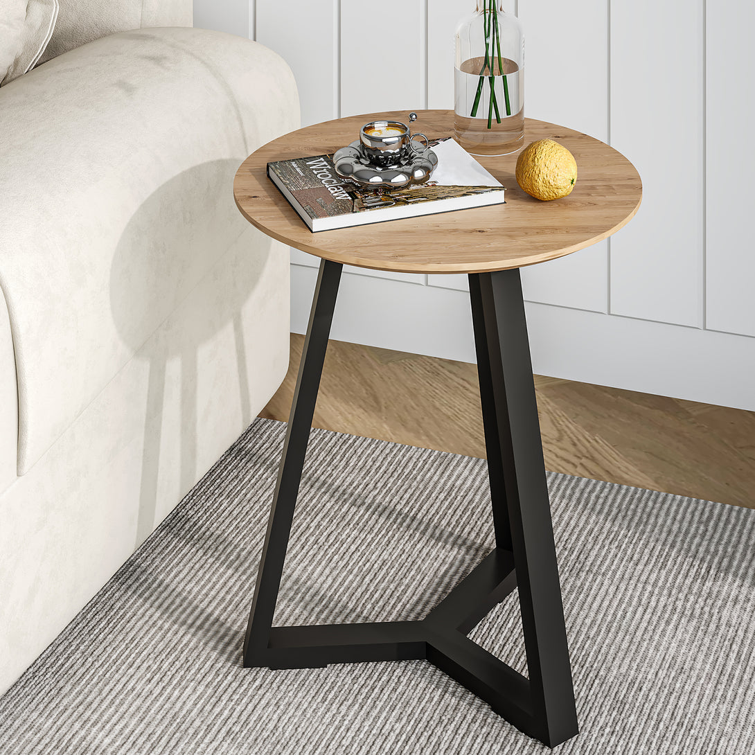  Wilma Round Coffee Table 45cm - Oak + Black