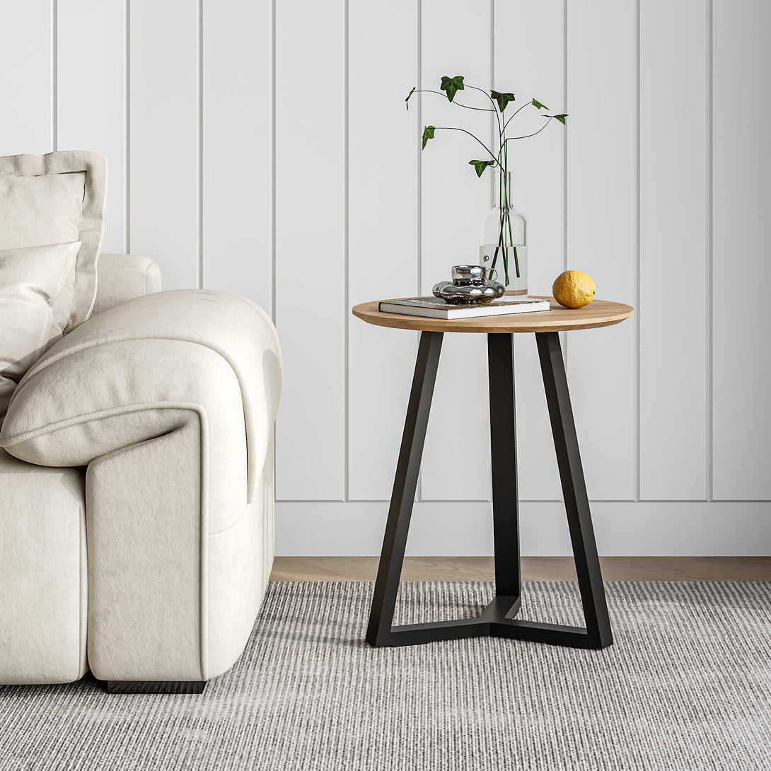  Wilma Round Coffee Table 45cm - Oak + Black