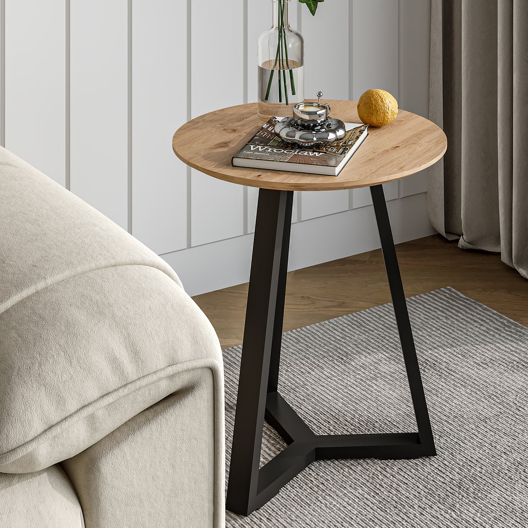  Wilma Round Coffee Table 45cm - Oak + Black