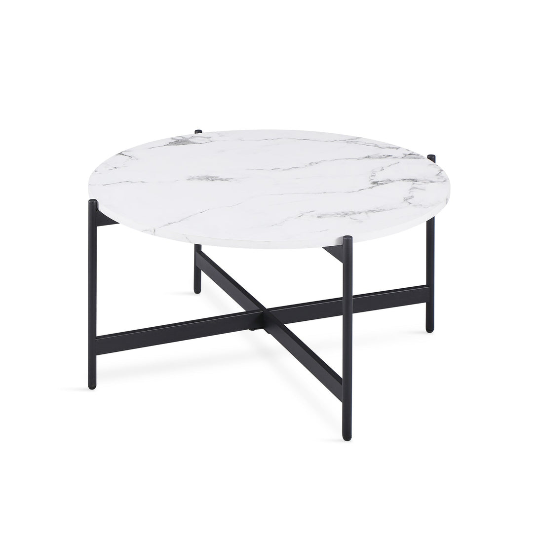 Cade Round Coffee Table 80cm - White + Black