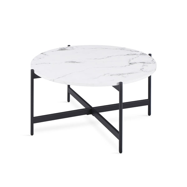 Cade Round Coffee Table 80cm - White + Black