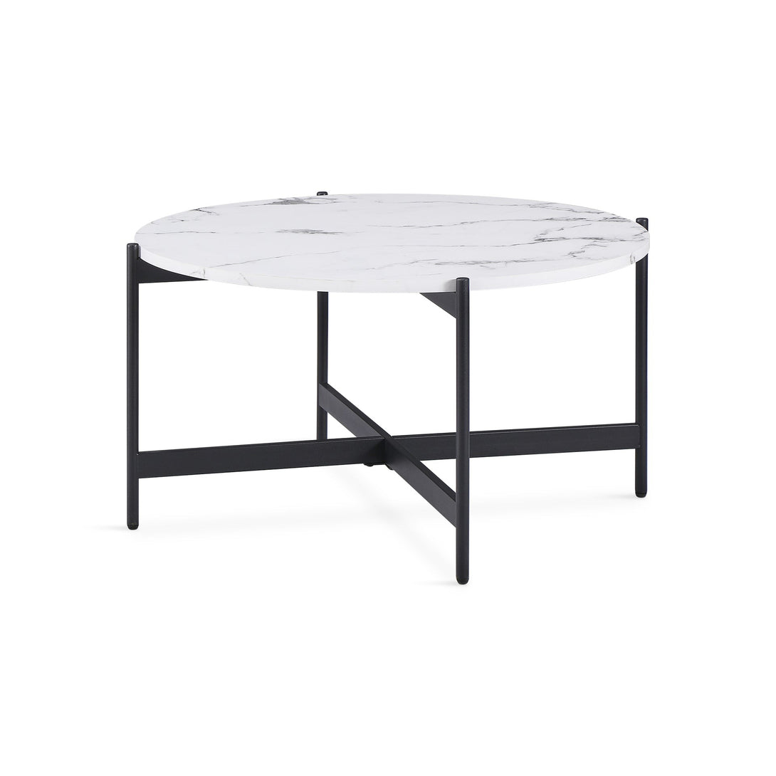 Cade Round Coffee Table 80cm - White + Black