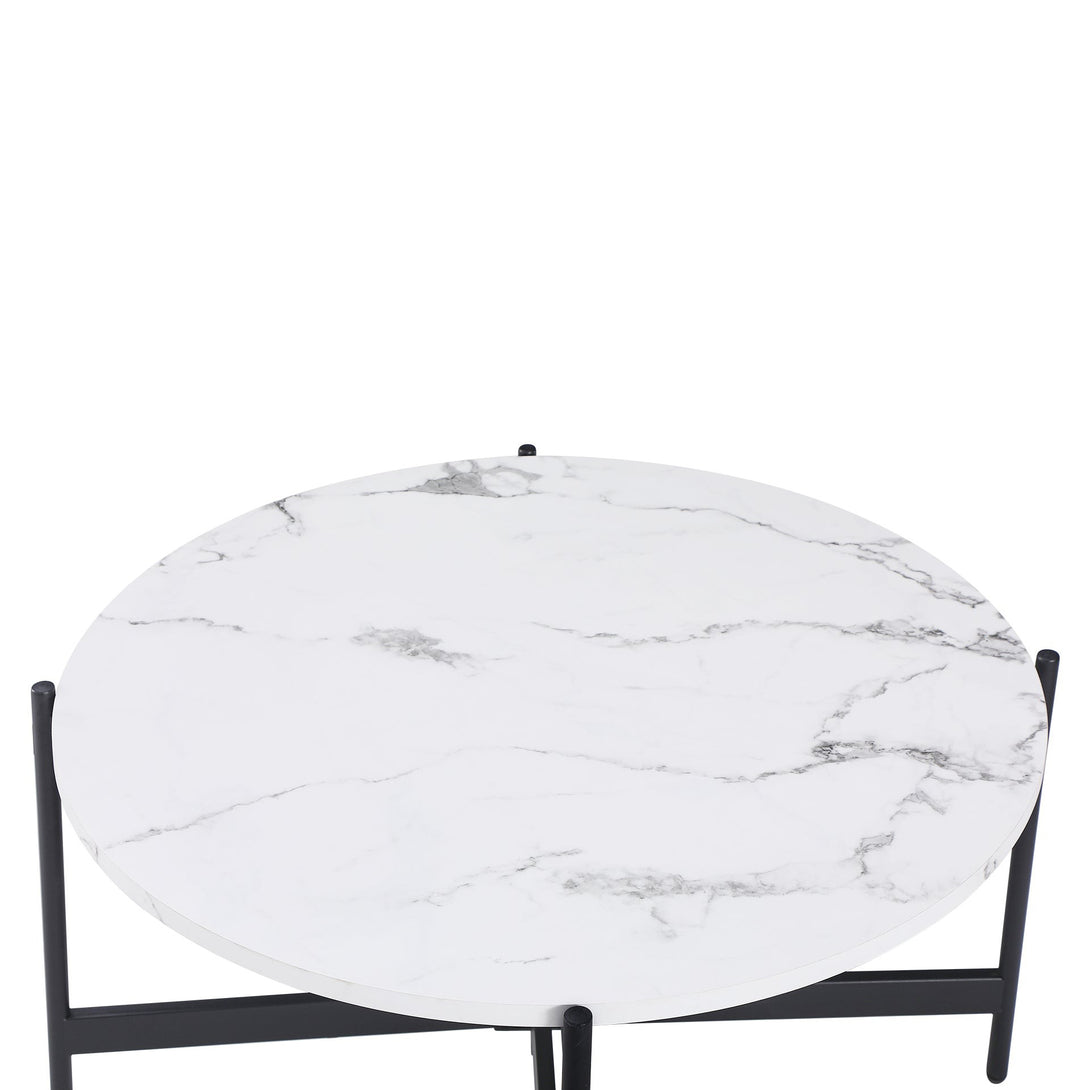 Cade Round Coffee Table 80cm - White + Black