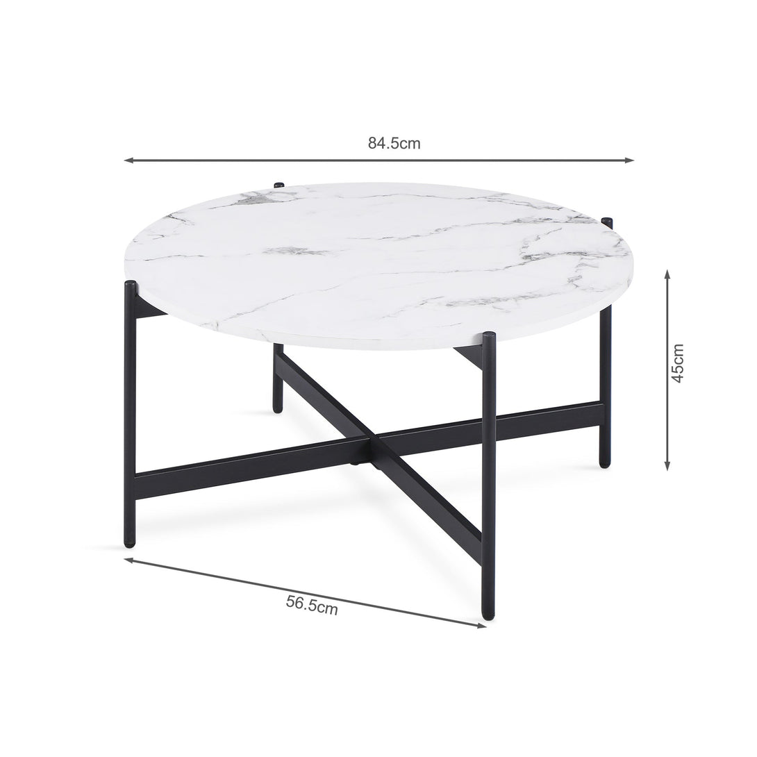 Cade Round Coffee Table 80cm - White + Black