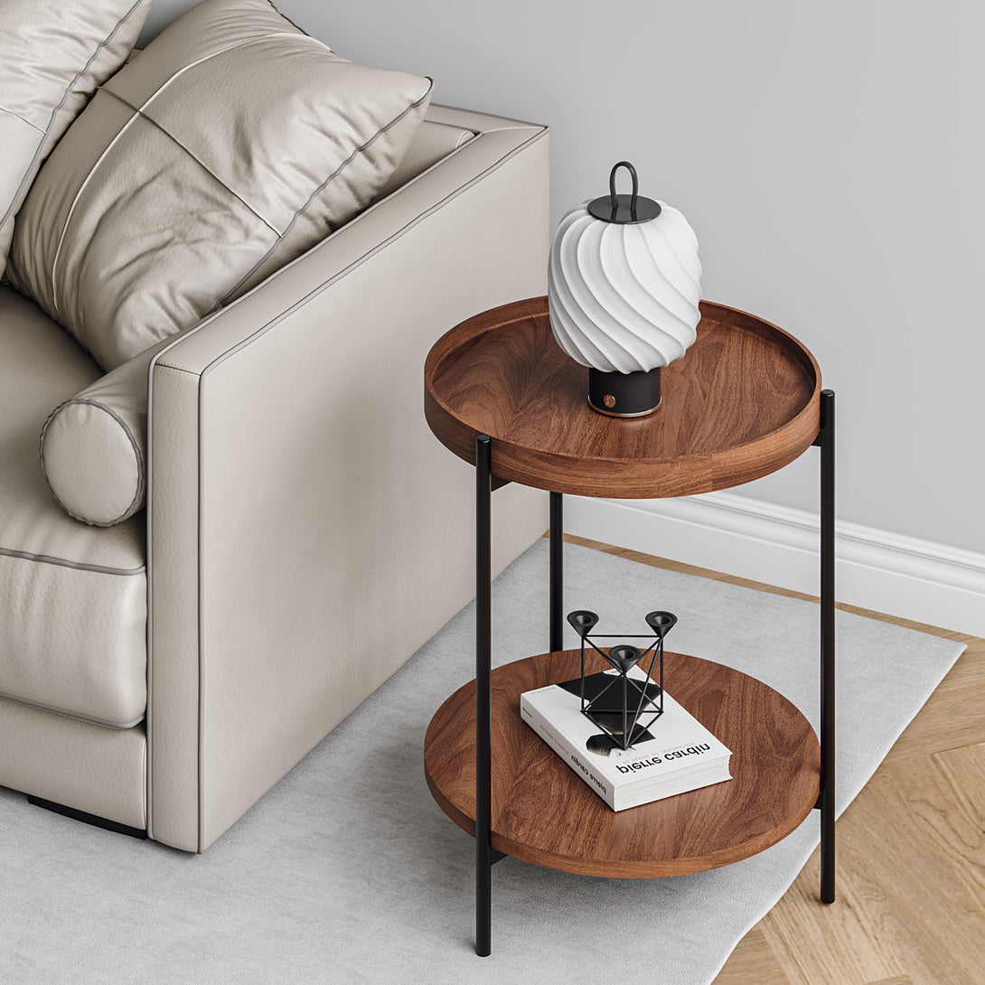 Gaylen Round Coffee Table 45cm - Brown + Black