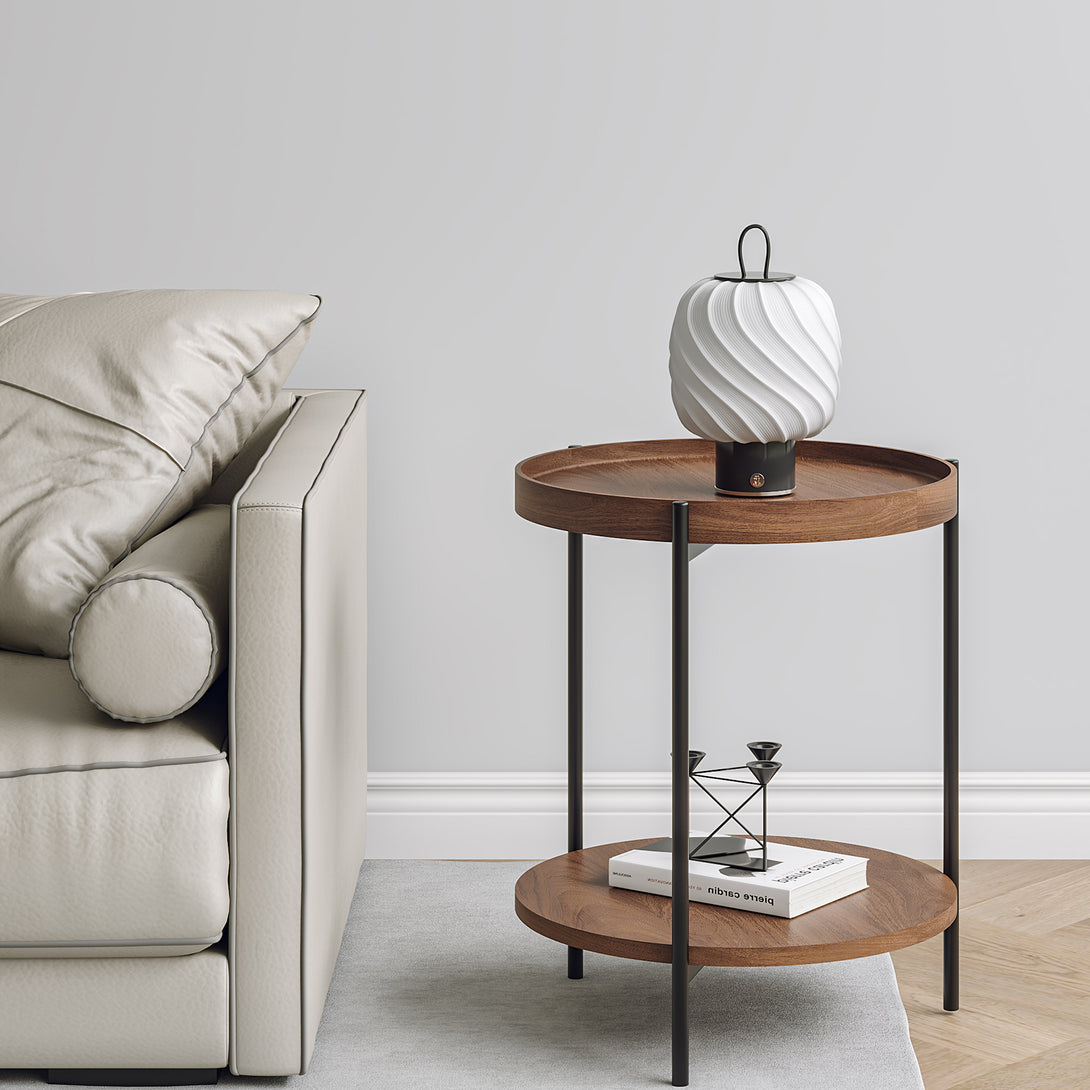 Gaylen Round Coffee Table 45cm - Brown + Black