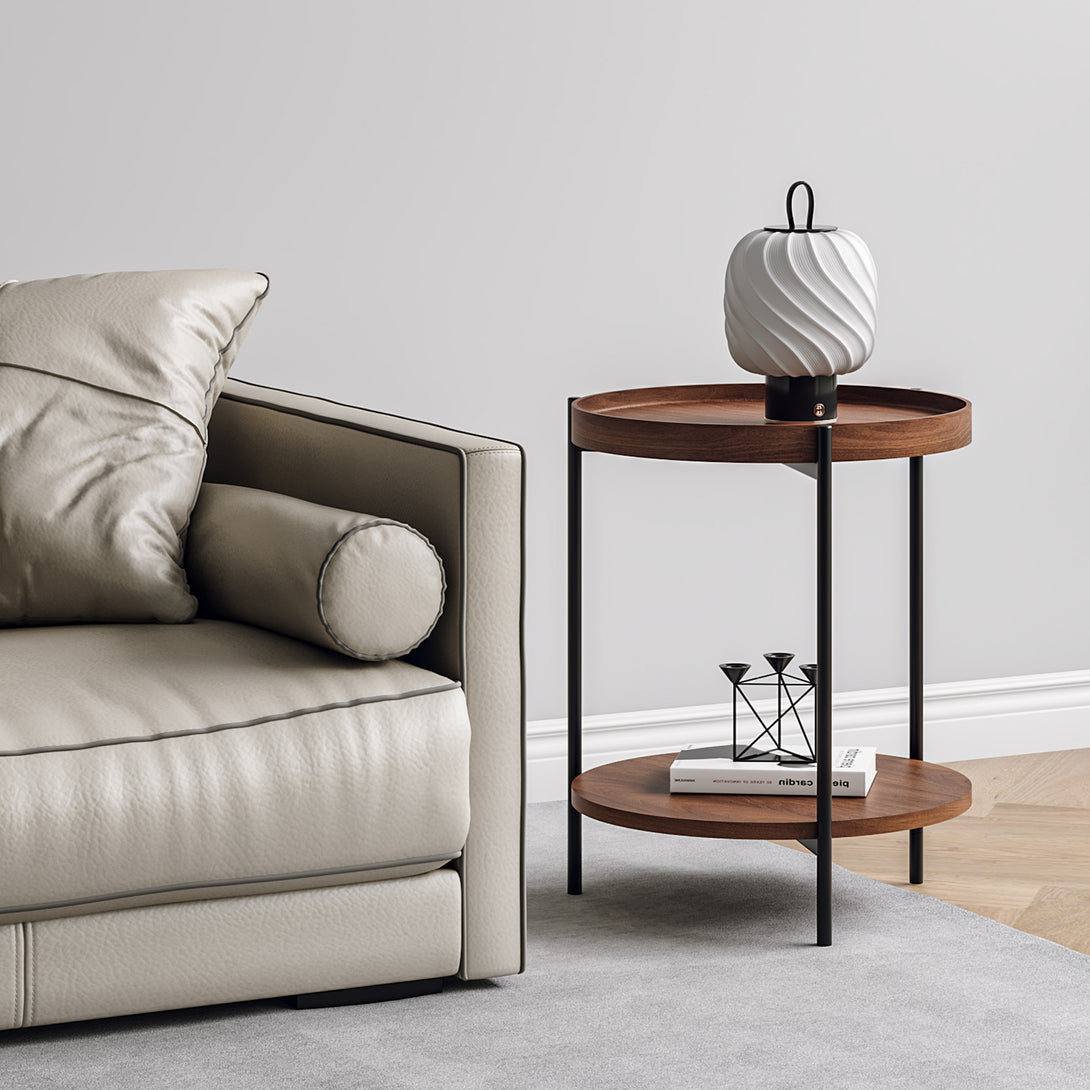 Gaylen Round Coffee Table 45cm - Brown + Black