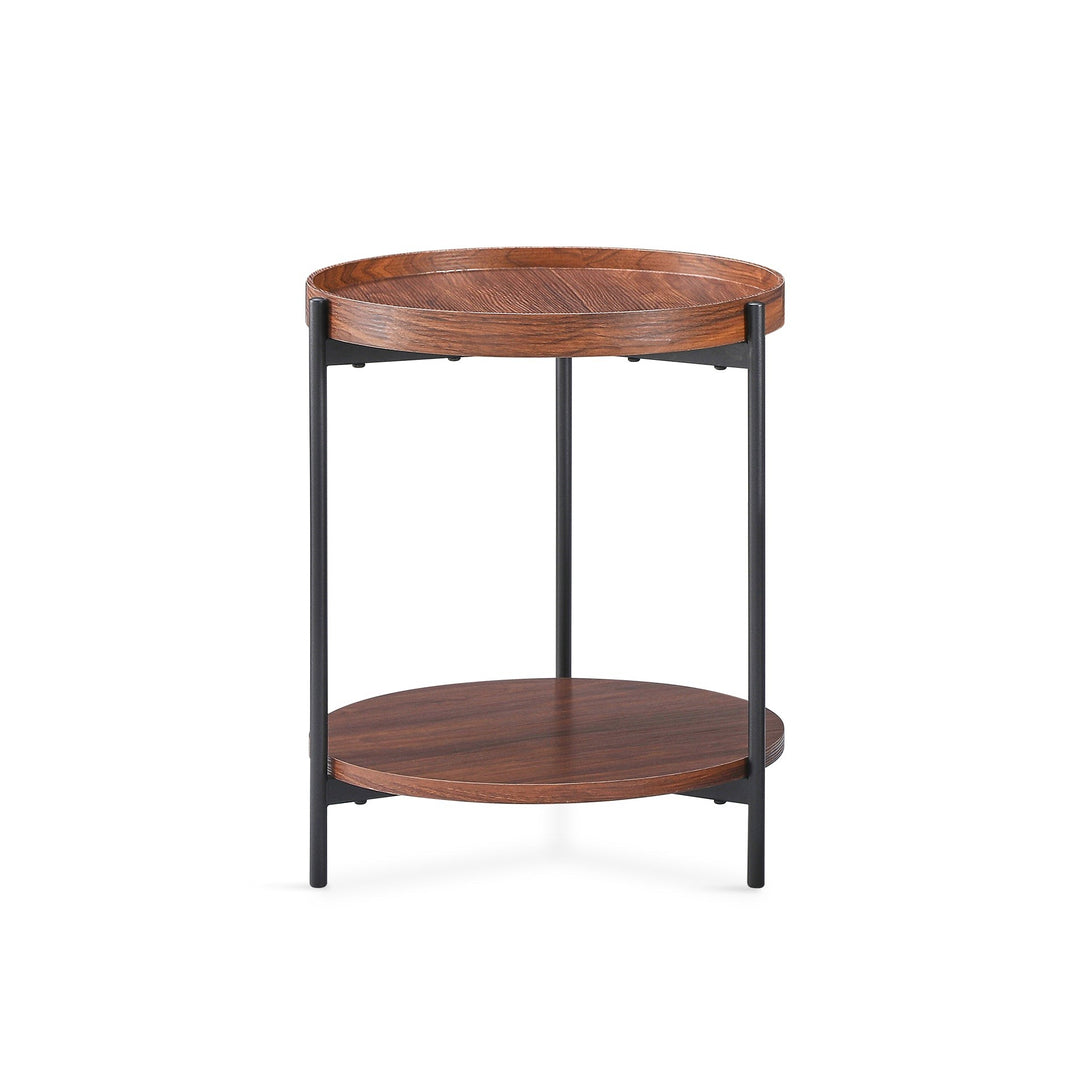 Gaylen Round Coffee Table 45cm - Brown + Black