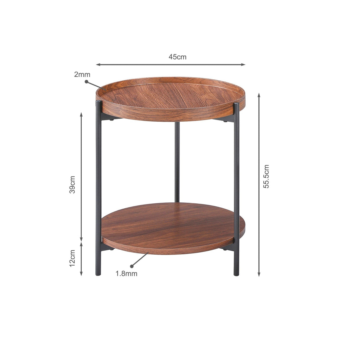Gaylen Round Coffee Table 45cm - Brown + Black