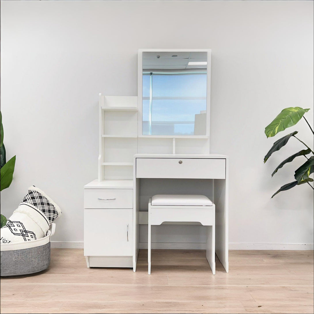 Zinnia 2 Drawer Dressing Table Set 2pcs - White