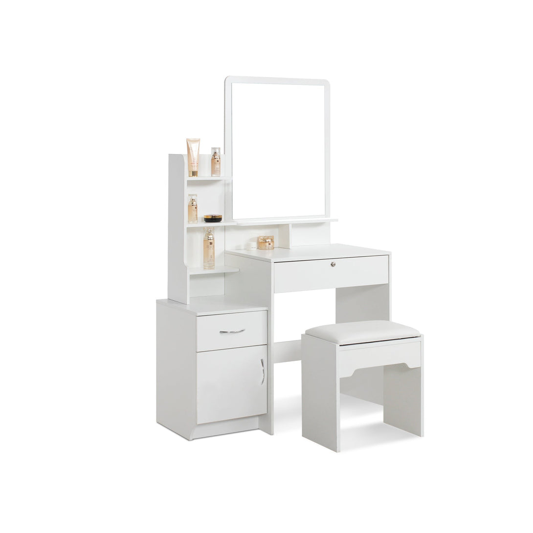 Zinnia 2 Drawer Dressing Table Set 2pcs - White