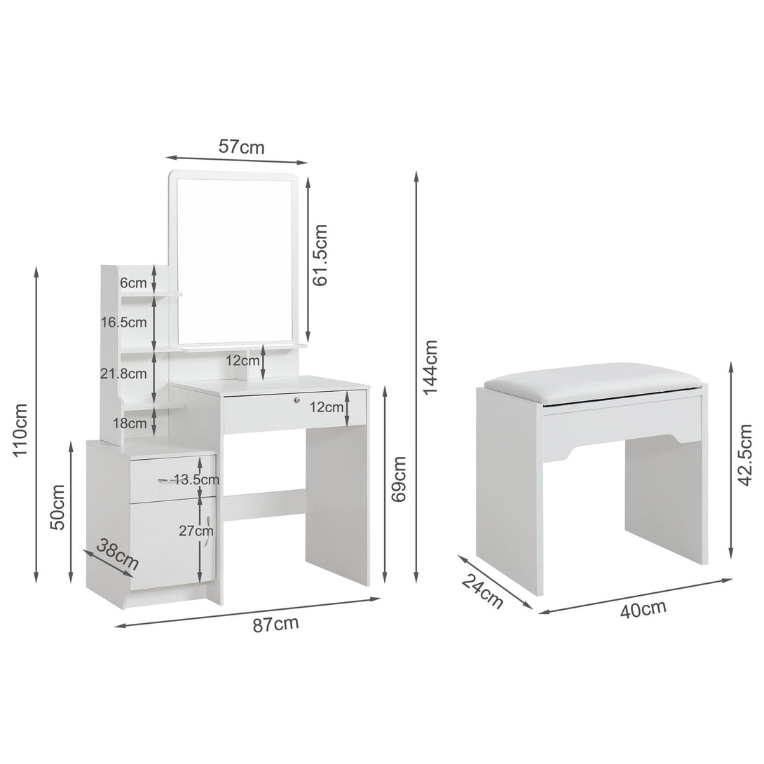 Zinnia 2 Drawer Dressing Table Set 2pcs - White