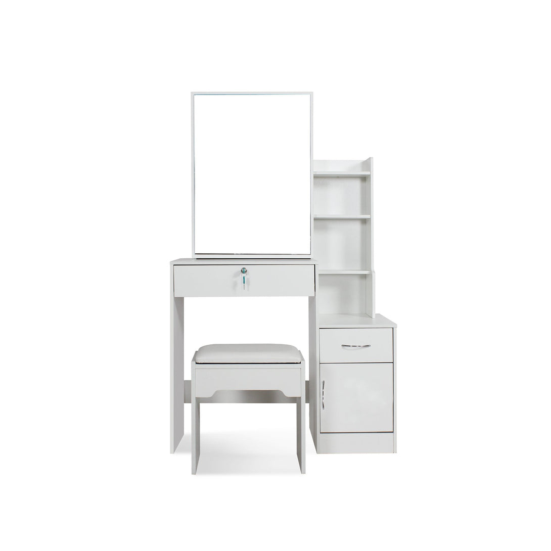 Magnolia Sliding Door Mirror Dressing Table Set 2pcs - White