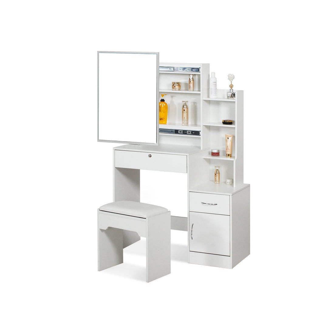 Magnolia Sliding Door Mirror Dressing Table Set 2pcs - White