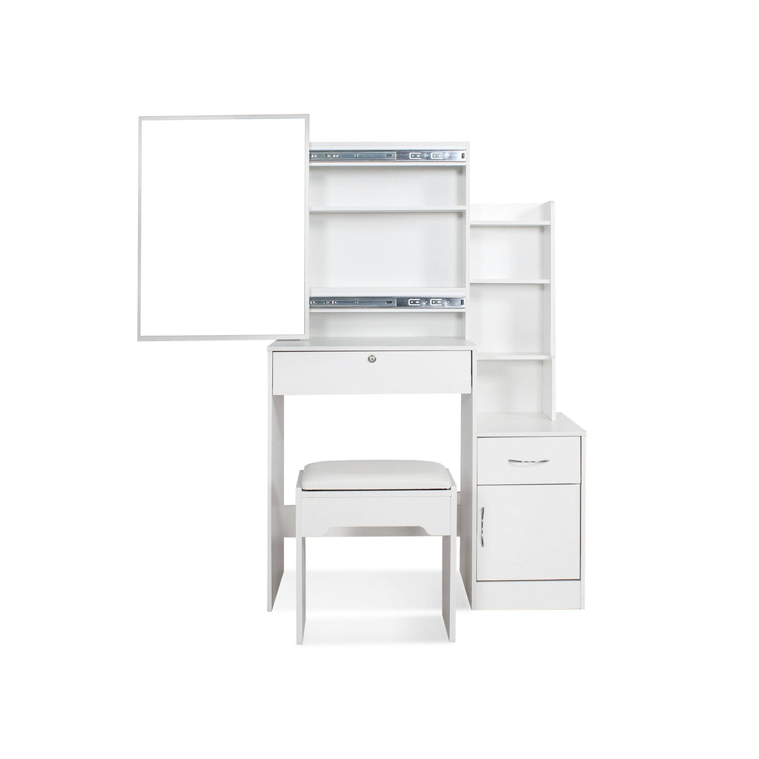 Magnolia Sliding Door Mirror Dressing Table Set 2pcs - White