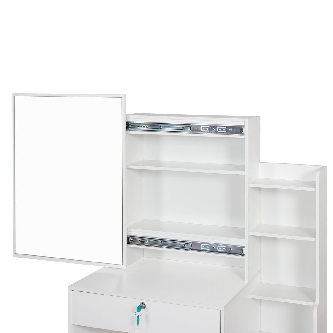 Magnolia Sliding Door Mirror Dressing Table Set 2pcs - White