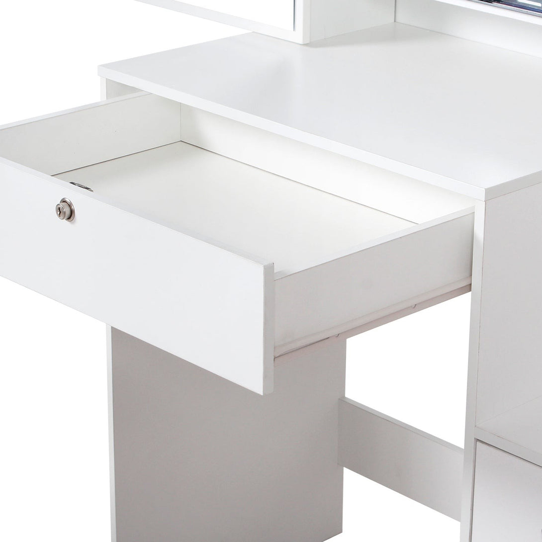 Magnolia Sliding Door Mirror Dressing Table Set 2pcs - White