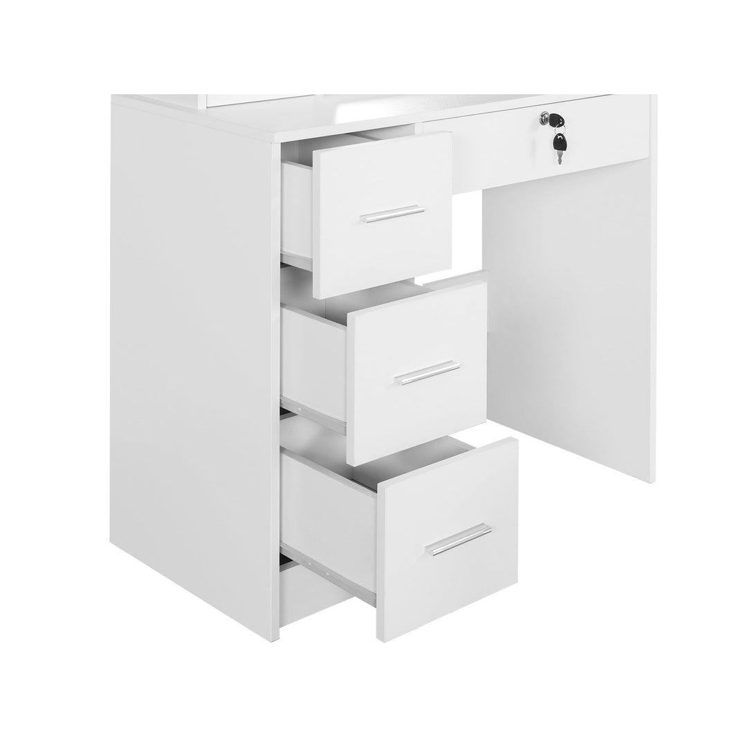 Carnation Dressing Table with Drawers Set 2pcs - White