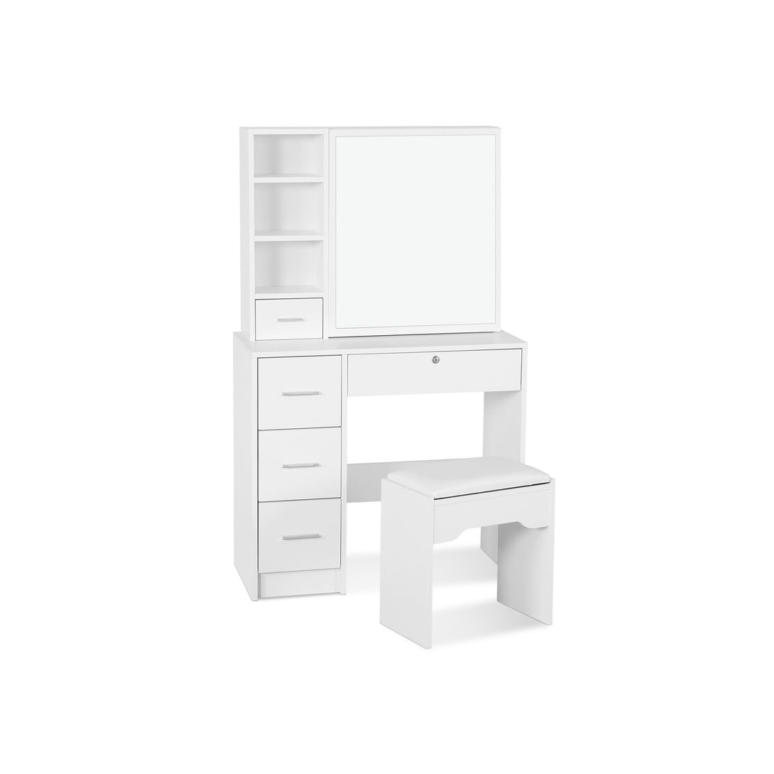 Carnation Dressing Table with Drawers Set 2pcs - White