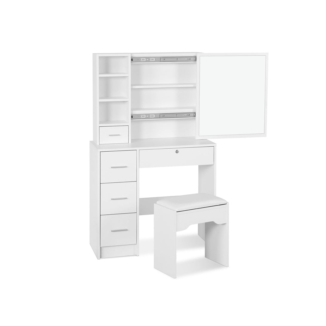Carnation Dressing Table with Drawers Set 2pcs - White