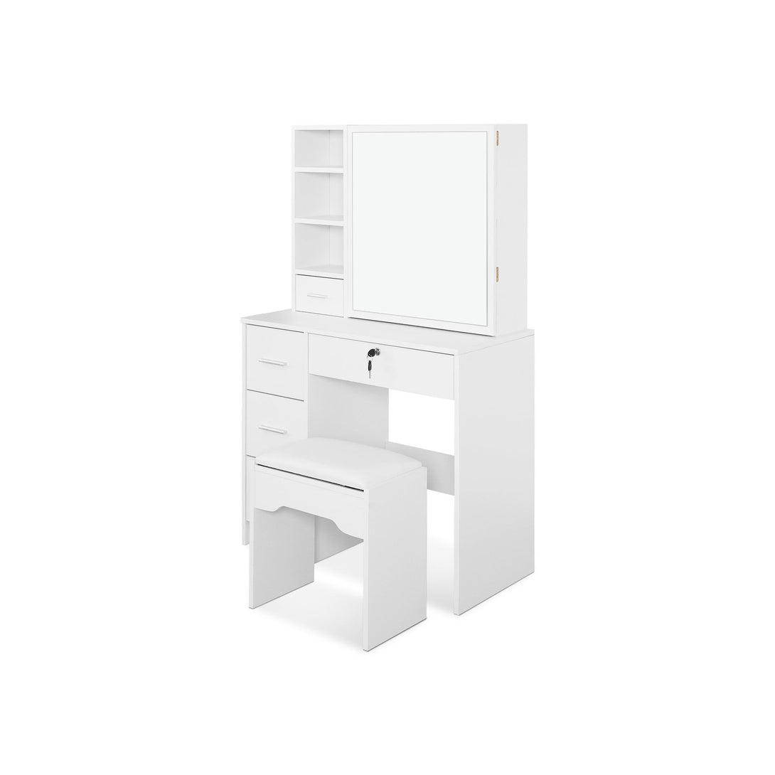 Carnation Dressing Table with Drawers Set 2pcs - White