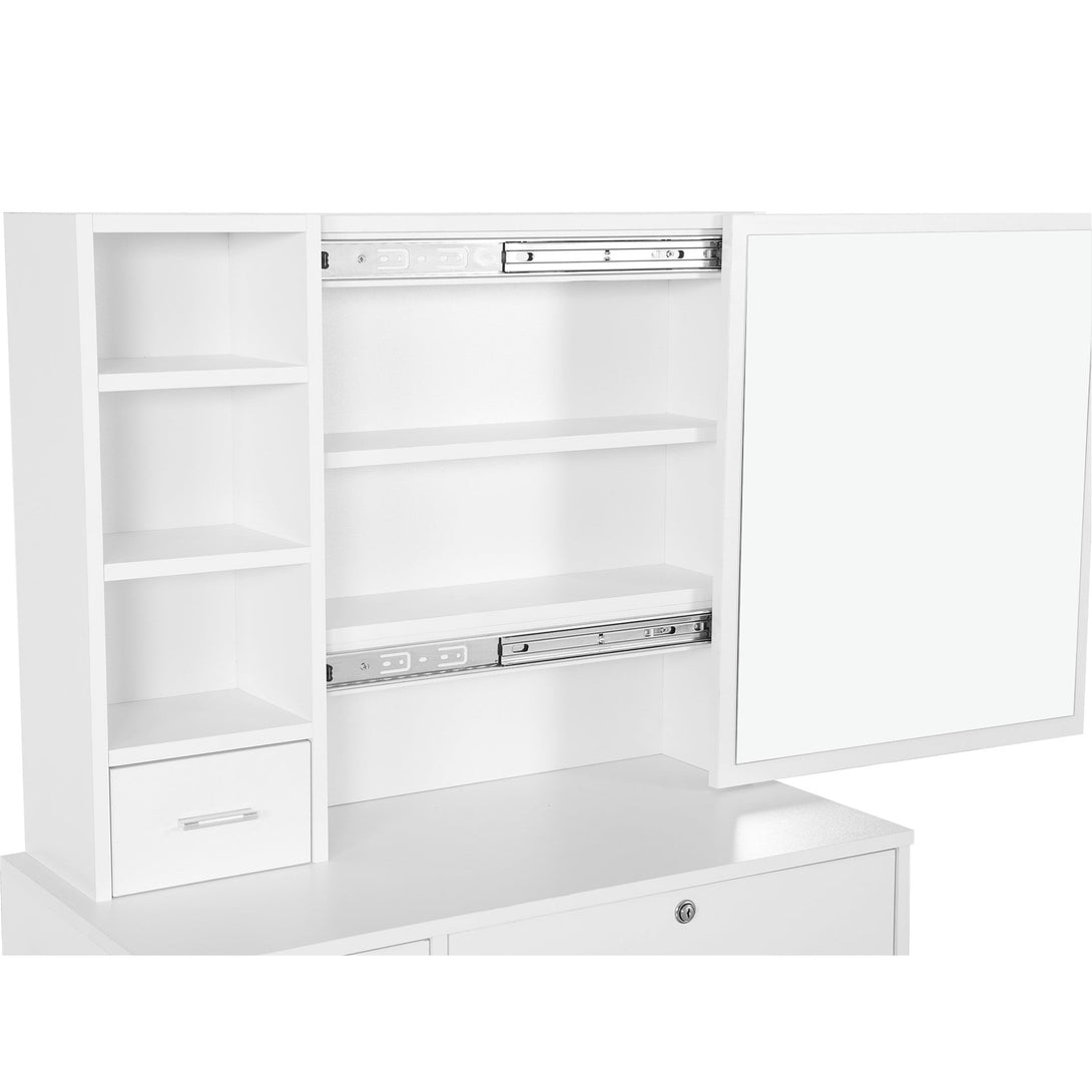Carnation Dressing Table with Drawers Set 2pcs - White