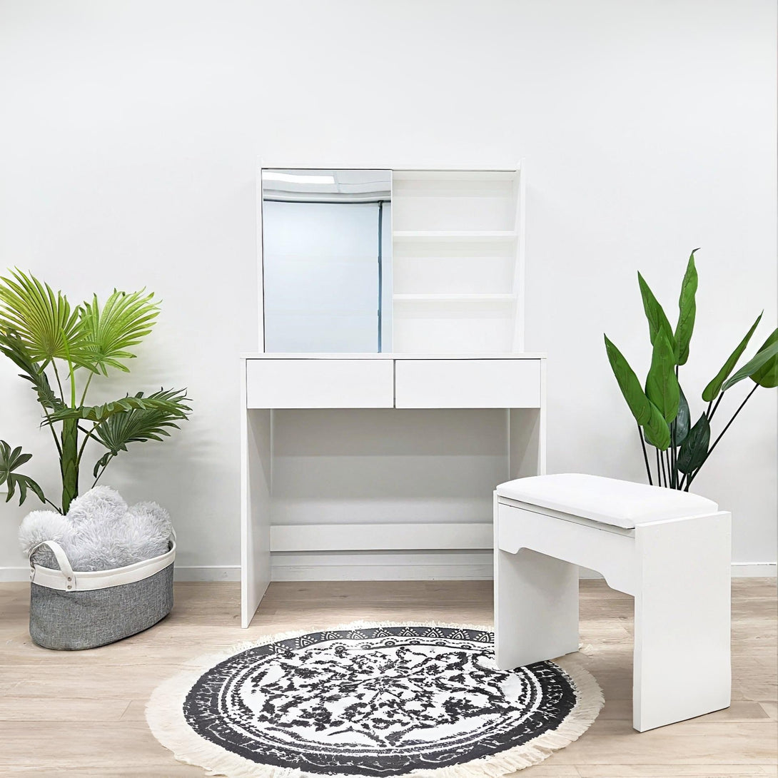 Crocus Dressing Table with Drawers Set 2pcs - White