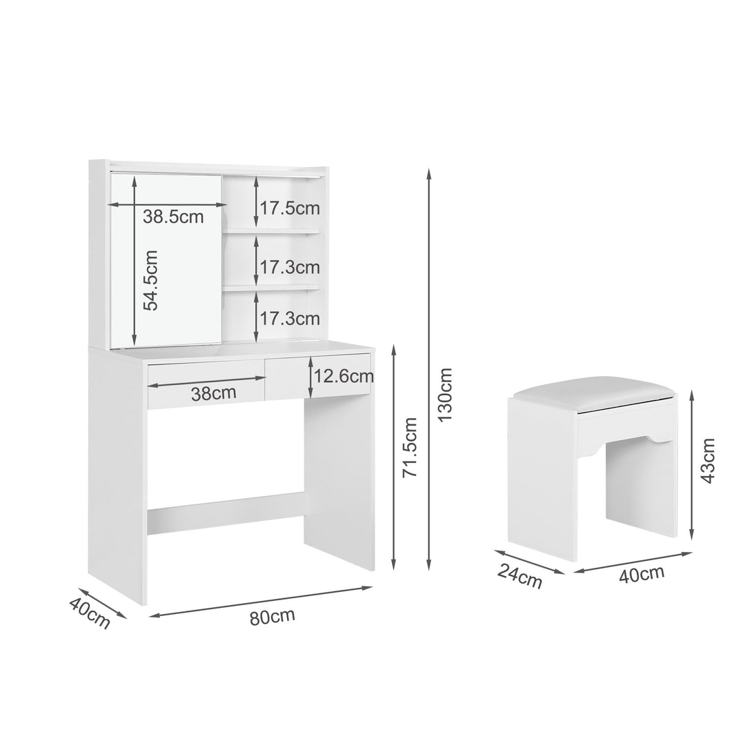 Crocus Dressing Table with Drawers Set 2pcs - White