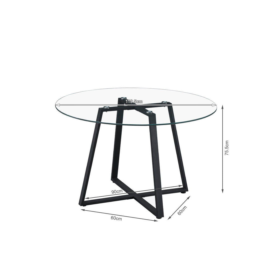 Chase Tempered Glass Round Dining Table 120 X 75cm