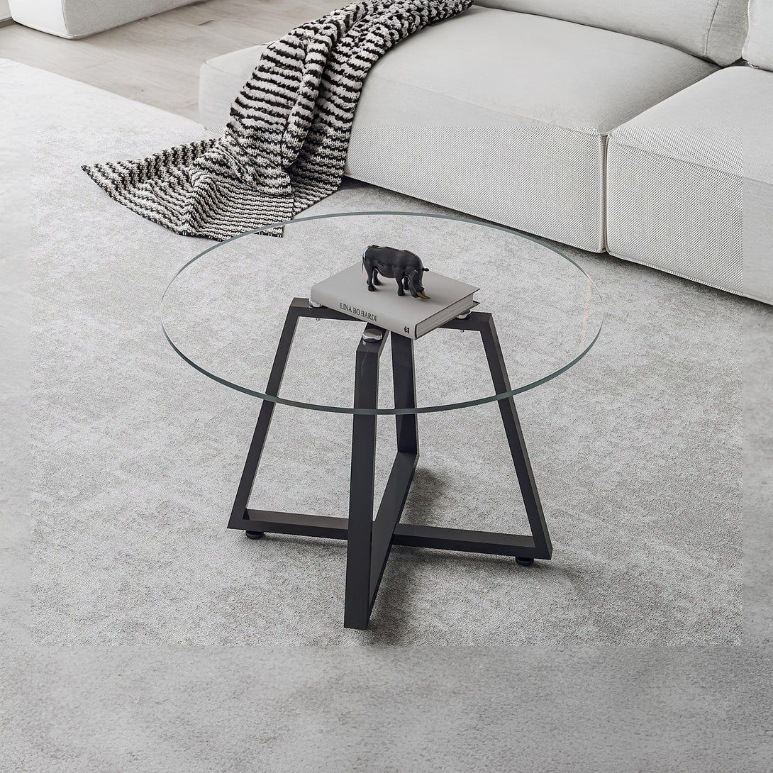 Chase Tempered Glass Round Coffee Table 