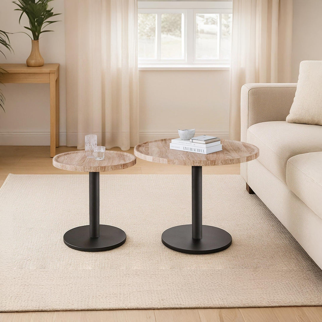 Remy Round Coffee Table - Set Of 2 - Oak