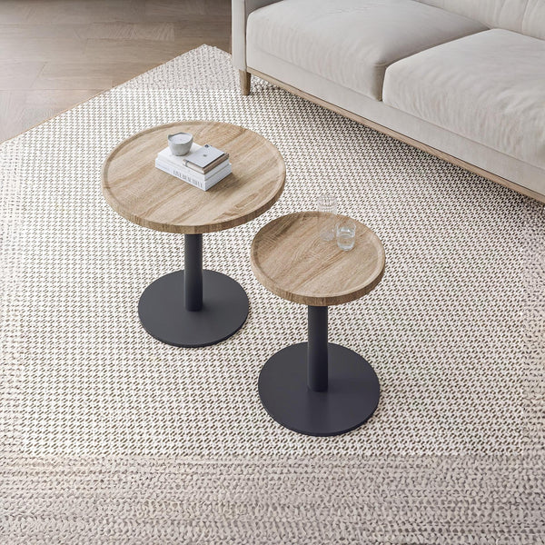 Remy Round Coffee Table - Set Of 2 - Oak