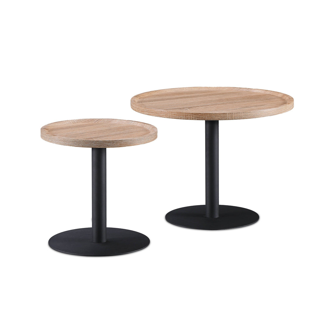 Remy Round Coffee Table - Set Of 2 - Oak