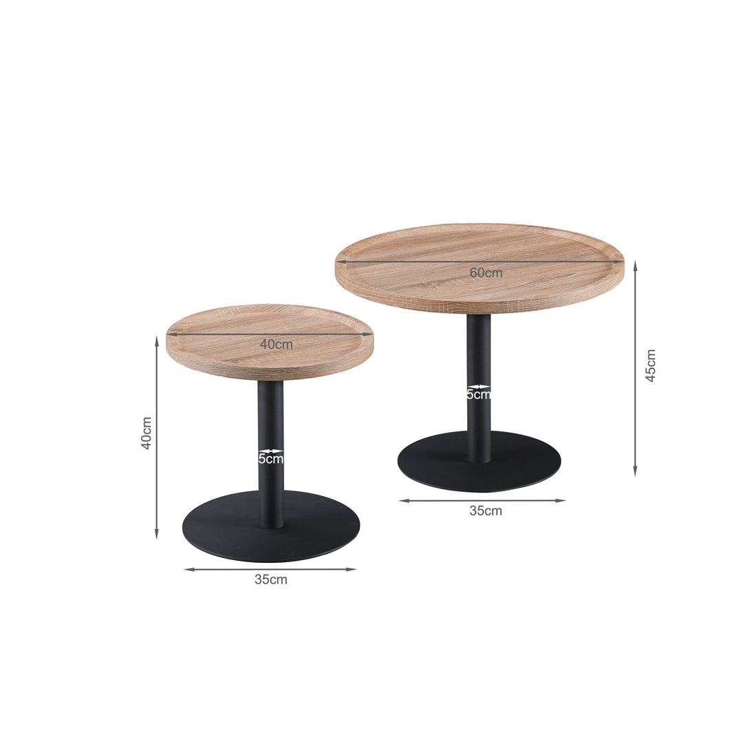 Remy Round Coffee Table - Set Of 2 - Oak